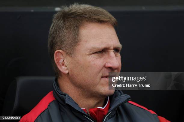 Gloucester head coach Johan Ackermann ahead of the Aviva Premiership match between Exeter Chiefs and Gloucester Rugby at Sandy Park on April 8, 2018...