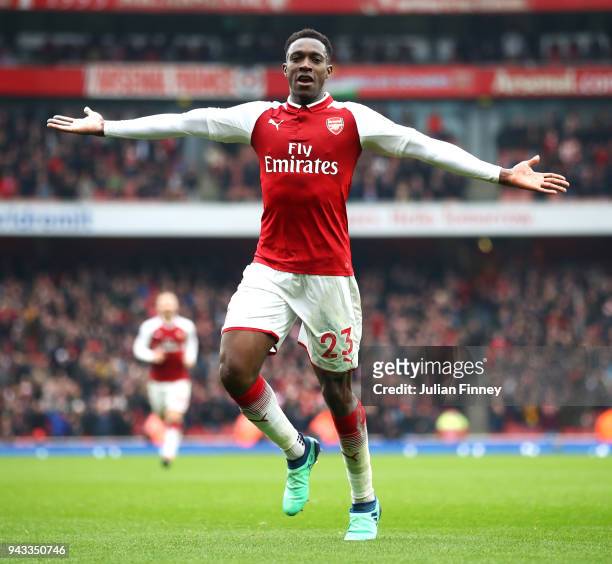 Danny Welbeck of Arsenal celebrates scoring his sides second goal during the Premier League match between Arsenal and Southampton at Emirates Stadium...