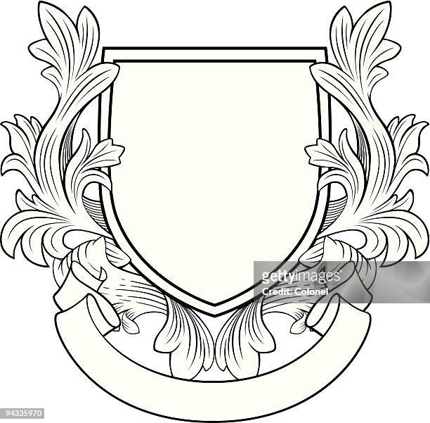 retro-stil-shield und banner - coat of arms stock-grafiken, -clipart, -cartoons und -symbole