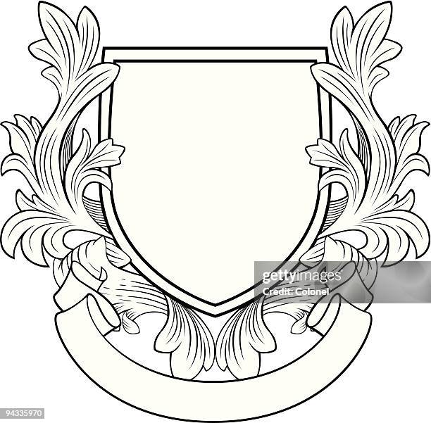 retro style shield and banner - colonel insignia stock illustrations
