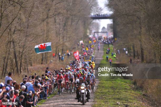 Niki Terpstra of The Netherlands and Team Quick-Step Floors / Greg Van Avermaet of Belgium and BMC Racing Team / Peloton / Fans / Public / Forest /...