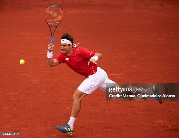 David Ferrer of Spain in action during his match against Philipp Kohlschreiber of Germany during day three of the Davis Cup World Group Quarter Final...