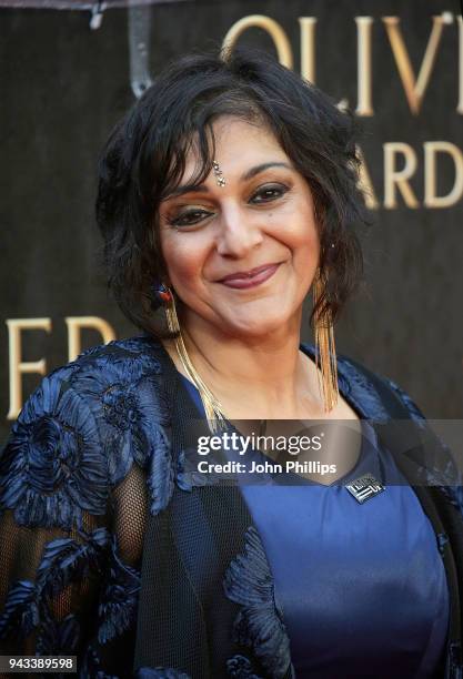 Meera Syal attends The Olivier Awards with Mastercard at Royal Albert Hall on April 8, 2018 in London, England.