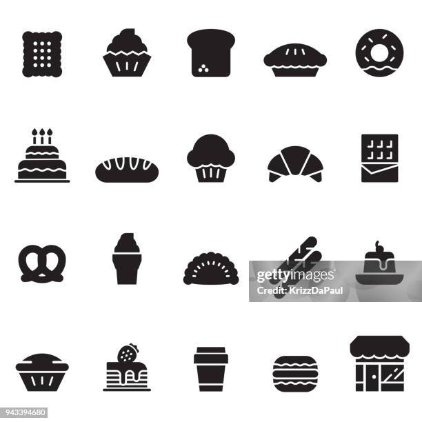 bäckerei symbole [black edition] - blätterteigpastete stock-grafiken, -clipart, -cartoons und -symbole