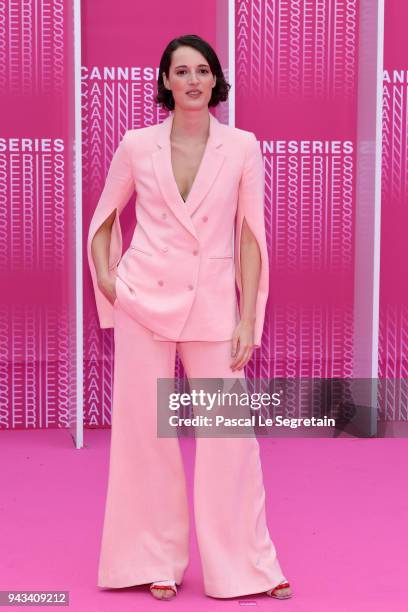 Phoebe Waller-Bridge from the serie "Killing Eve" attends "Killing Eve" and "When Heroes Fly" screening during the 1st Cannes International Series...