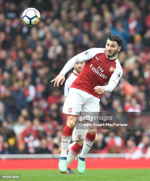 Sead Kolasinac of Arsenal during the Premier League match between Arsenal and Southampton at Emirates Stadium on April 8, 2018 in London, England.