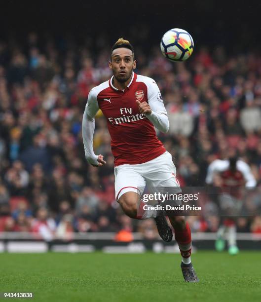 Pierre-Emerick Aubameyang of Arsenal during the Premier League match between Arsenal and Southampton at Emirates Stadium on April 8, 2018 in London,...