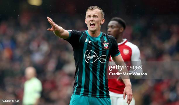 James Ward-Prowse of Southampton during the Premier League match between Arsenal and Southampton at Emirates Stadium on April 8, 2018 in London,...