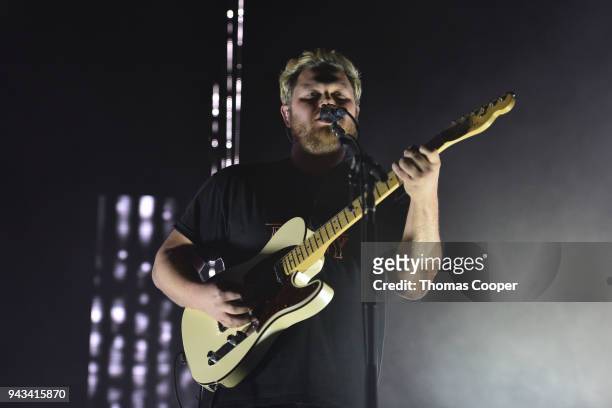 Joe Newman of Alt-J performs before a sold out show beginning their North American Tour at the Fillmore Auditorium on April 7, 2018 in Denver,...
