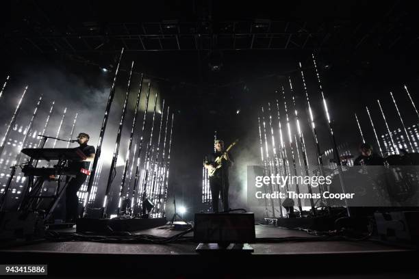 Gus Unger-Hamilton, Joe Newman and Thom Sonny Green of Alt-J perform before a sold out show beginning their North American Tour at the Fillmore...