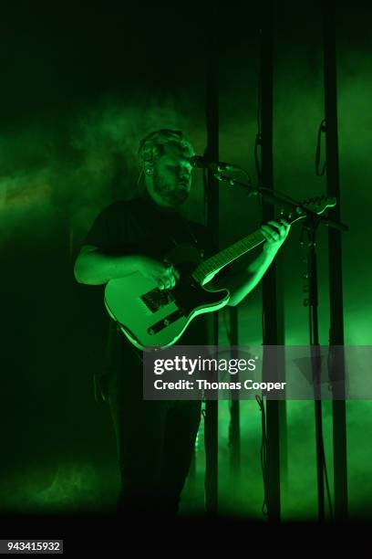 Joe Newman of Alt-J performs before a sold out show beginning their North American Tour at the Fillmore Auditorium on April 7, 2018 in Denver,...