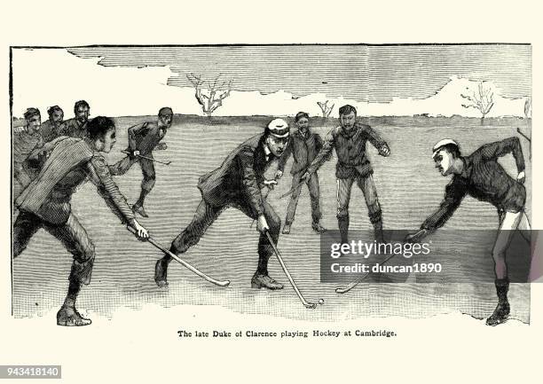 prince albert victor, duke of clarence playing hockey - duke of clarence stock illustrations