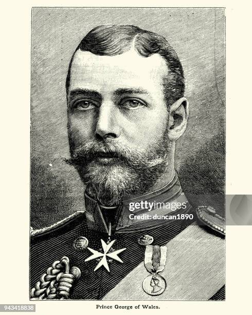 stockillustraties, clipart, cartoons en iconen met prins george van wales, de latere koning george v - koning george v van het verenigd koninkrijk