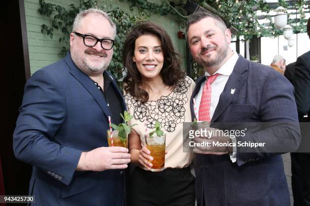 Publisher Christian Bryant, chef Claire Robinson, and Senior Vice President at EVINS Drew Tybus attend the Garden & Gun Mint Julep Month Kick Off...