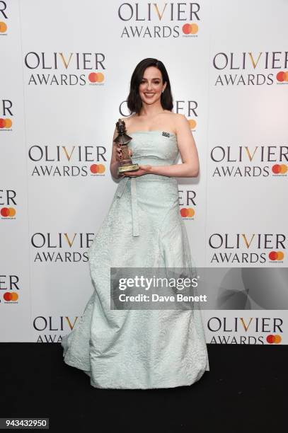 Laura Donnelly, winner of the Best Actress award for "The Ferryman", poses in the press room during The Olivier Awards with Mastercard at Royal...