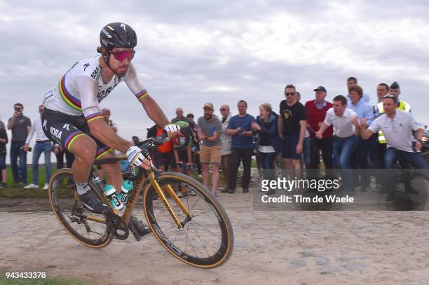 Peter Sagan of Slovakia and Team Bora - Hansgrohe / during the 116th Paris to Roubaix 2018 a 257km race from Compiegne to Roubaix on April 8, 2018 in...