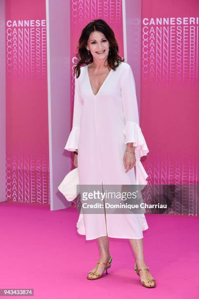 Iris Berben attends "Killing Eve" and "When Heroes Fly" screening during the 1st Cannes International Series Festival at Palais des Festivals on...