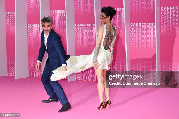 Leonardo Sbaraglia and Mi Hoa Lee attend "Killing Eve" and "When Heroes Fly" screening during the 1st Cannes International Series Festival at Palais...