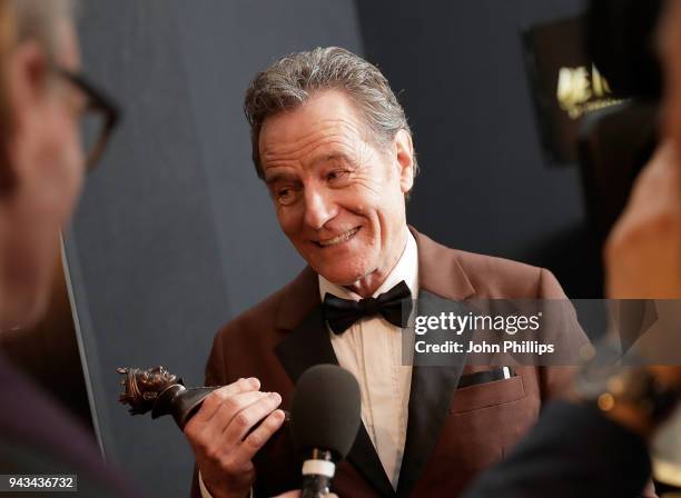 Bryan Cranston, winner of the Best Actor award for 'Network', in the press room during The Olivier Awards with Mastercard at Royal Albert Hall on...