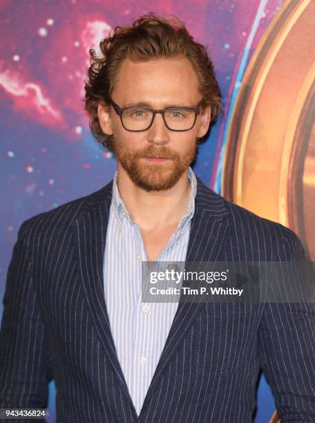 Tom Hiddleston attends the UK Fan Event for "Avengers Infinity War" at Television Studios White City on April 8, 2018 in London, England.