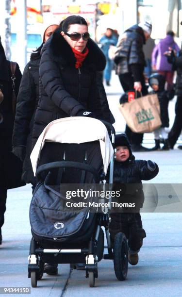 Actress Julianna Margulies and son Kieran Lindsay Lieberthal are seen walking on the streets of Manhattan on December 12, 2009 in New York City.