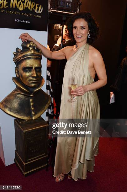 Indira Varma poses in the press room during The Olivier Awards with Mastercard at Royal Albert Hall on April 8, 2018 in London, England.