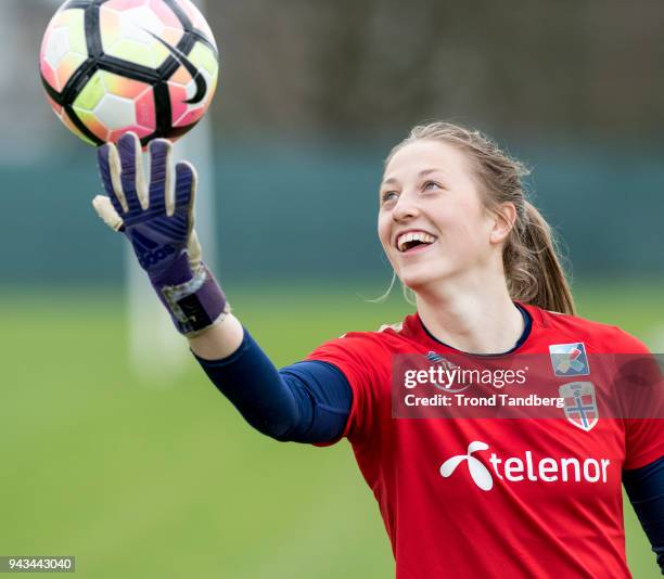 Cecilie Fiskerstrand of Norway Women during a training session at Carlton House on April 8, 2018 in Dublin, Ireland.