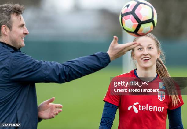 Cecilie Fiskerstrand, Roger Eskeland of Norway Women during a training session at Carlton House on April 8, 2018 in Dublin, Ireland.