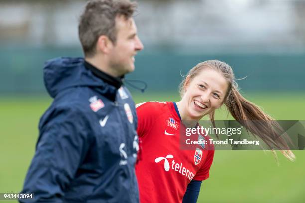 Cecilie Fiskerstrand, Roger Eskeland of Norway Women during a training session at Carlton House on April 8, 2018 in Dublin, Ireland.