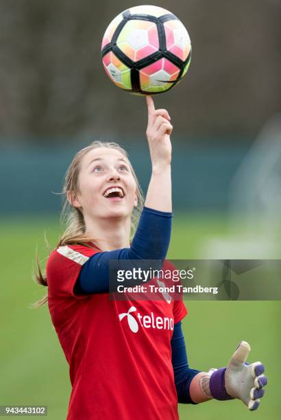 Cecilie Fiskerstrand of Norway Women during a training session at Carlton House on April 8, 2018 in Dublin, Ireland.