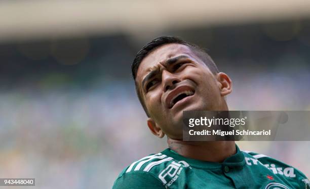 Dudu of Palmeiras reacts during a match between Palmeiras and Corinthians in the final of Paulista Championship 2018 at Allianz Parque on April 8,...