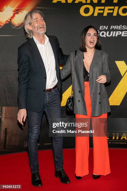 Gilles Verdez and Agathe Auproux attend the 'Taxi 5' Premiere at Le Grand Rex on April 8, 2018 in Paris, France.