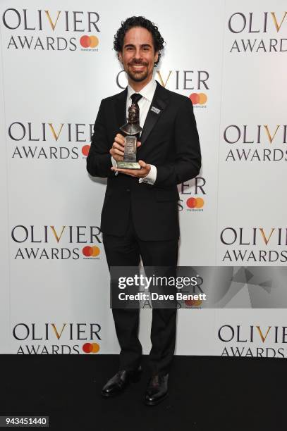 Alex Lacamoire, accepting the Outstanding Achievement In Music award on behalf of Lin-Manuel Miranda for "Hamilton", poses in the press room during...