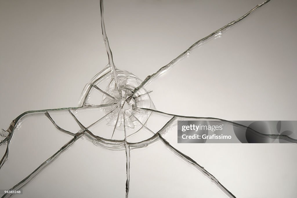 Broken glass after bullet shot