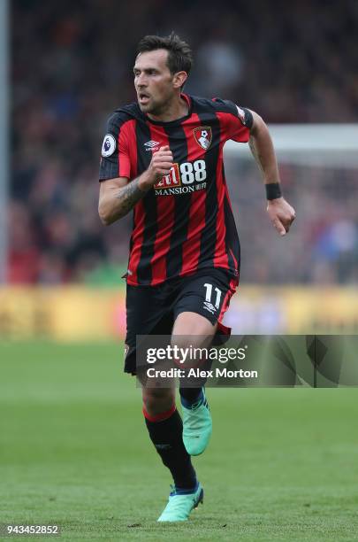 Charlie Daniels of AFC Bournemouth runs during the Premier League match between AFC Bournemouth and Crystal Palace at Vitality Stadium on April 7,...