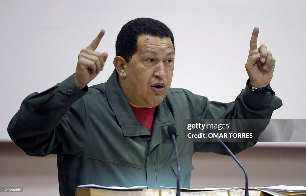 Venezuelan President Hugo Chavez gesture