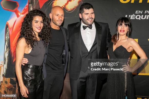 Actors Sabrina Ouazani, Franck Gastambide, Salvatore Esposito and Paola Rossi attend the 'Taxi 5' Premiere at Le Grand Rex on April 8, 2018 in Paris,...