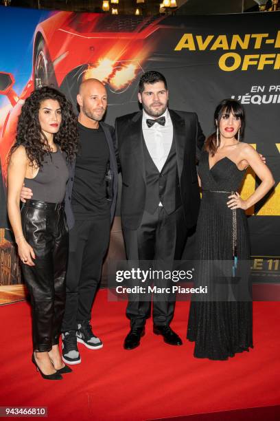 Actors Sabrina Ouazani, Franck Gastambide, Salvatore Esposito and Paola Rossi attend the 'Taxi 5' Premiere at Le Grand Rex on April 8, 2018 in Paris,...