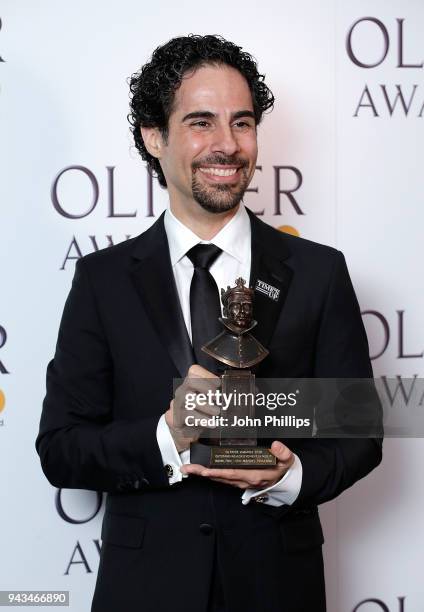 Alex Lacamoire, accepting the Outstanding Achievement In Music award on behalf of Lin-Manuel Miranda for 'Hamilton', poses in the press room during...