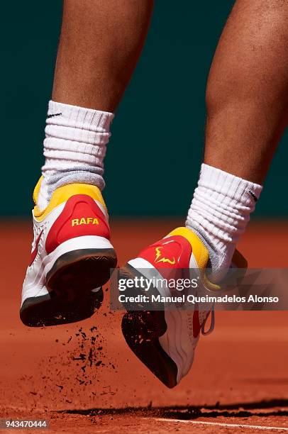 Detail shot of Rafael Nadal of Spain wedding ring during his match against Philipp Kohlschreiber of Germany during day three of the Davis Cup World...