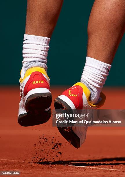 Detail shot of Rafael Nadal of Spain wedding ring during his match against Philipp Kohlschreiber of Germany during day three of the Davis Cup World...