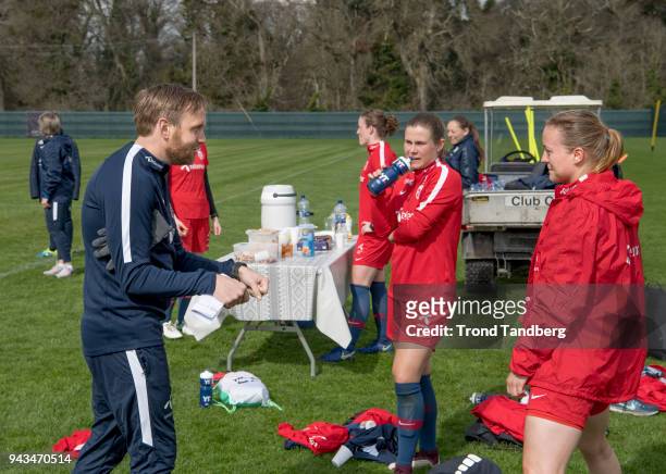 Martin Sjoegren, Kristine Minde of Norway during training session at Carlton House before North Ireland v Norway on April 8, 2018 in Dublin, Ireland.