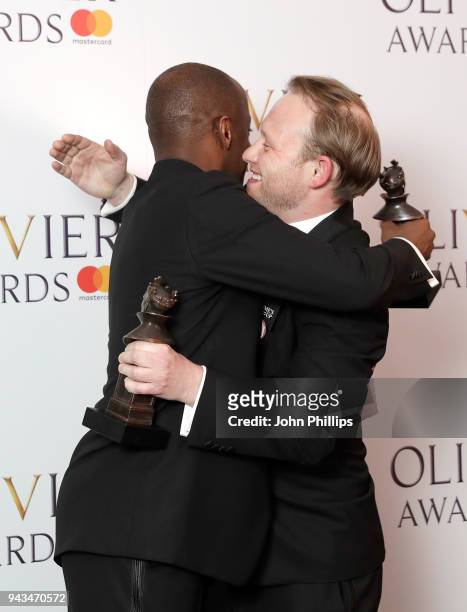 Giles Terera, winner of the Best Actor in a Musical award for 'Hamilton', and Michael Jibson, winner of the Best Actor In A Supporting Role In A...