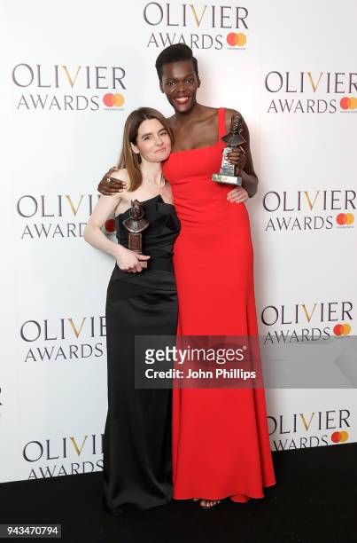 Shirley Henderson, winner of the Best Actress In A Musical award for 'Girl From The North Country', and Sheila Atim, winner of the Best Supporting...