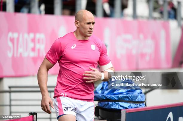 Sergio Parisse of Stade Francais during the French Top 14 match between Stade Francais and Clermont at Stade Jean Bouin on April 7, 2018 in Paris,...