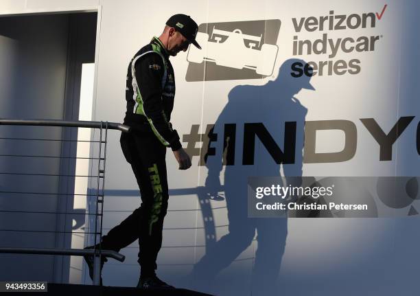 Charlie Kimball driver of the Carlin Chevrolet IndyCar is introduced to the Verizon IndyCar Series Phoenix Grand Prix at ISM Raceway on April 7, 2018...