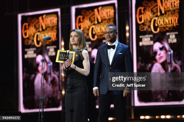 Shirley Henderson winner of the award for Best Actress In A Musical for 'Girl From The North Country' and Cuba Gooding Jr. On stage during The...