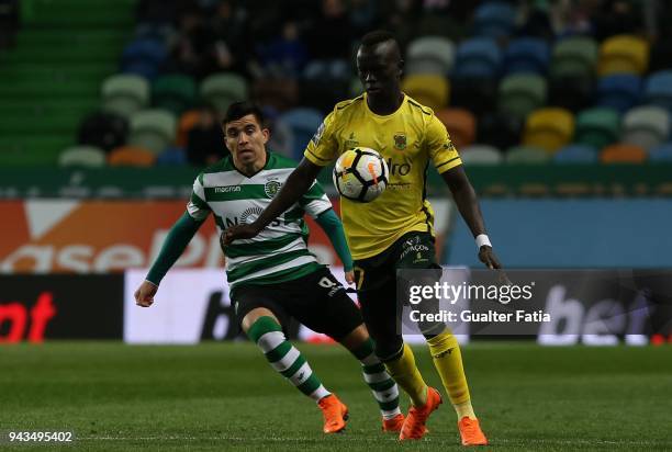 Pacos de Ferreira forward Awer Mabil from Australia with Sporting CP forward Marcos Acuna from Argentina in action during the Primeira Liga match...