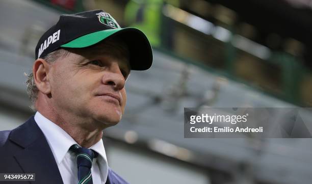 Sassuolo Calcio coach Giuseppe Iachini looks on before the serie A match between AC Milan and US Sassuolo at Stadio Giuseppe Meazza on April 8, 2018...