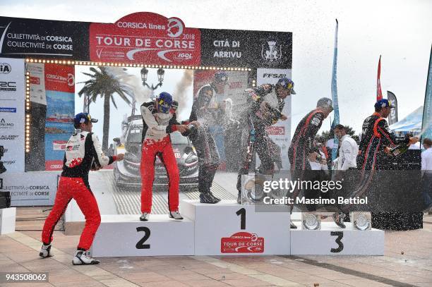 Martin Jarveoja of Estonia and Ott Tanak of Estonia, Sebastien Ogier of France and Julien Ingrassia of France, Thierry Neuville of Belgium and...